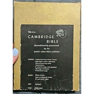 Cambridge Compact Holy Bible KJV White Ariston India Paper w/ Box